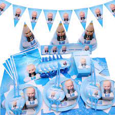 9 Set Boss Baby Cartoon Kids Birthday Party Supplies Decorations Tableware Tablecloth Cups Wish