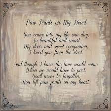 Paw prints are on my heart, that will always be there, no matter that we're apart, i feel you everywhere. Paw Prints On My Heart Quotes Quotesgram