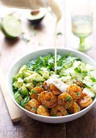 Shrimp And Avocado Salad With Miso Dressing Pinch Of Yum Recipe Food Healthy Recipes Recipes