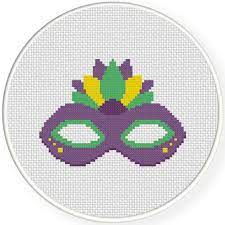 173 width x 225 height fabric colour: Charts Club Members Only Mardi Gras Cross Stitch Pattern Daily Cross Stitch