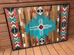 Ready To Ship On Sale 10 Off Original Price Description This Beautiful Southwestern Tribal Print Wood Wall Art Is M Wood Art Design Wood Art Wood Wall Art