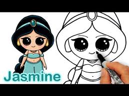 Draw a couple of curved lines around jasmine's neck to create her necklace. How To Draw Disney Princess Jasmine From Aladdin Cute Youtube