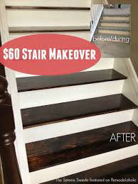 Runners let you decoratively expose the hardwood floor while also covering the high traffic areas. Remodelaholic 60 Carpet To Hardwood Stair Remodel Stair Remodel Hardwood Stairs Diy Staircase