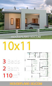 House Design 10x11 With 3 Bedrooms Terrace Roof House Plans 3d In 2020 House Plans Small House Design Plans House Roof