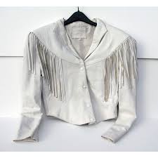 70s White Leather Fringe Jacket 55 Liked On Polyvore Clothes Design Fringe Leather Jacket Fringe Jacket