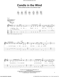 E a like a candle in the wind. John Candle In The Wind Sheet Music For Guitar Solo Easy Tablature V2