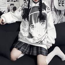 Your wonderland store for all the cute asian plus size clothing! Loose Anime Hoodie Japanese Anime Hoodie Autumn Clothes Women Sweatshirt Fashion Print Long Sleeve Tops Loose Warm Velvet Plus Size Women Pullover Cozzi Online Shopping