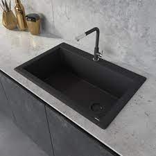 Composite sinks are an excellent choice for a modern color scheme in a kitchen. Ruvati 33 X 22 Inch Epigranite Drop In Topmount Granite Composite Single Bowl Kitchen Sink Black Galaxy Rvg1033gx Ruvati Usa