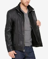 Cole Haan Men S Leather Bomber Jacket Coats Jackets Men Macy S Mens Leather Bomber Jacket Leather Bomber Jacket Cole Haan Men