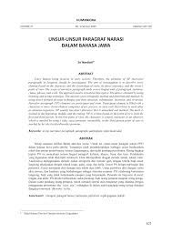 Pdf Unsur Unsur Paragraf Narasi Dalam Bahasa Jawa