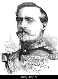 Charles Denis Bourbaki (1816-1897). French general. Portrait. Engraving.  Detail. "Historia de la Guerra Franco-Alemana" de 1870-1871". Published in  Barcelona, 1891 Stock Photo