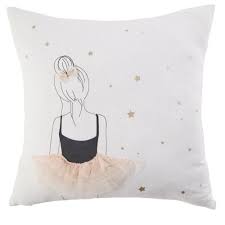 Cuscini se cucina in cotone rotondi e quadrati bollengo de cuscini per sedie rotondi , la source:www.reteimprese.it. Cuscino In Cotone Bianco Stampa Ballerina 40x40 Cm Alice Maisons Du Monde