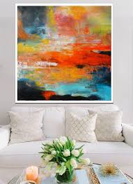 Large Abstract Painting Red And Blue Vibrant Abstract Painting Print Huge Canvas Print Giclee Sunset Print Large Abstract Landscape Large Abstract Painting Abstract Painting Modern Art Abstract