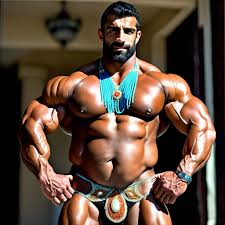 Tall hairy Arab bodybuilder man