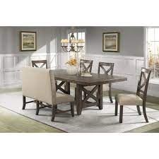 Dining room tables with bench with back. 6pc Francis Extendable Dining Table Set 4 X Back Side Chairs And Fabric Back Bench Brown Picket House Furnishings Target