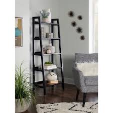 Shop items you love at overstock, with free shipping on everything* and easy returns. Linon Home Decor 59 84 In Black Cherry Wood 5 Shelf Ladder Bookcase With Open Back 64019blkchy01kdu The Home Depot