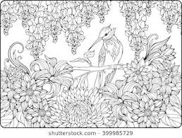 Coloring Page Of Bird On A Branch In A Garden Bloemen Kleurplaten