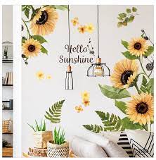 Like if you want a bright and warm nuance, then decorating a bedroom with a sunflower theme is the most appropriate choice. Large Sunflower Wall Stickers Glass Decoration Posters Pvc For Living Room Bedroom Flower Wall Decals Vintage Bathroom Decor Wall Stickers Aliexpress
