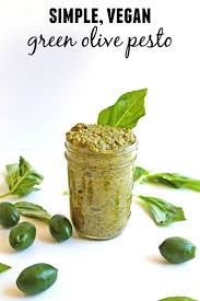 Simple Vegan Green Olive Pesto Rhubarbarians Recipe Olive Pesto Olive Pesto Recipe Pesto Recipe