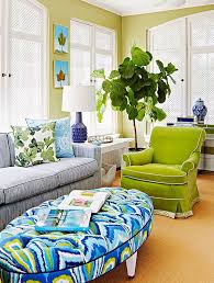 This diamond tufted diy ottoman coffee table is by far my favorite project i've ever done, and definitely the nicest piece of furniture i've ever made. Oval Green And Blue Tufted Ottoman As Coffee Table Contemporary Living Room
