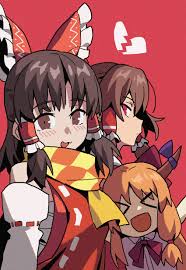 hakurei reimu, ibuki suika, benikurage, reu, and yamin (touhou and 1 more)  drawn by cyjalway | Danbooru