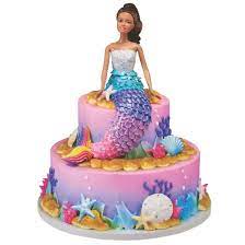 Use a full sized barbie. H E B 2 Tier Mermaid Barbie Cake Shop Cakes At H E B
