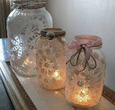 Beautiful Diy Burlap And Doily Luminaries Lace Mason Jars Jar Crafts Mason Jar Crafts