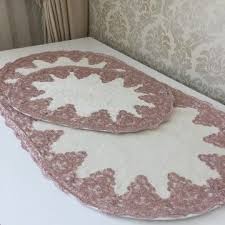 Fransiz dantelli banyo paspas takimlari. Fransiz Dantelli Paspas Takimi Ekru Pudra Paspas Banyo Nevresim