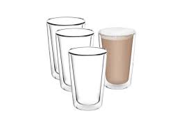 Safely serve coffee & other hot drinks at your cafe with double wall paper cups! 4x Tramontina Double Wall Glass Cup Mug Hot Cold Drink Coffee Latte Tea 330ml Kogan Com
