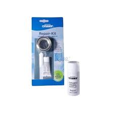Ceramic is more dense and porous, because it's fired at a when done with patience, the repair will so closely match the rest of the sink, you'll likely be the only one who knows it's there. Cramer Scratch Chip Repair Kit Bahama Beige 250