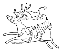 Santa Riding Rudolph Santa Coloring Pages Reindeer Drawing Merry Christmas Coloring Pages