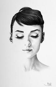 Basic Black And White Portrait Drawing Audrey Hepburn Original Pencil Drawing Minimalism Fine Art Etsy Fine Art Portraits Portrait Drawing Celebrity Drawings