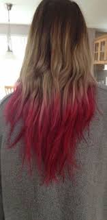 She shows her artistic side using for this hairstyle, she has a bright color for hair color and red shades as highlights. 51 Ideas Hair Red Purple Dip Dye Dip Dye Hair Blonde Dip Dye Hair Blonde Hair With Red Tips