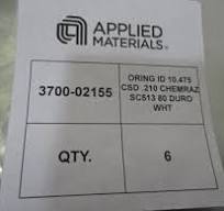 AMAT 3700-02155 O-Ring Chemraz SC513 80 DURO White, ID 10.475 CSD.210,  451437