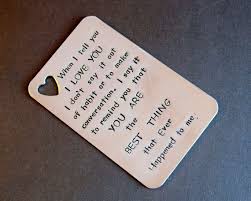 Hand Stamped Wallet Insert Card Customized Personal Messages Etsy Wallet Insert Card Diy Valentines Day Gifts For Him Diy Gifts For Boyfriend