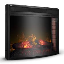 Unlike regular electric heaters, electric fireplaces also have a large display which shows a realistic flame animation. Della 28 Curved Glass Insert Fireplace Electric Heater Embedded Flame Log Wall Mount 1400w W Remote Buy Online In Antigua And Barbuda At Antigua Desertcart Com Productid 91012430