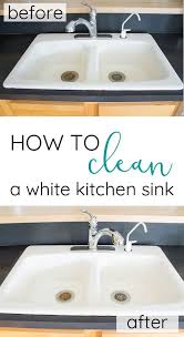 How To Clean A White Porcelain Enameled Cast Iron Farmhouse Kitchen Sink Without Chemicals In 2020 White Kitchen Sink Kitchen Sink Farmhouse Sink Kitchen