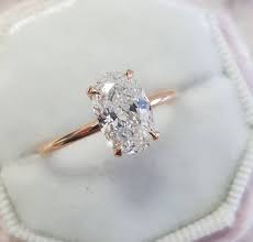 Oval Diamond Engagement Ring Oval Shape 18k Rose Gold Diamond Ring Solitaire Oval Oval Diamond Engagement Ring Oval Diamond Engagement Fine Engagement Rings