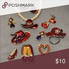 Lot Of Red Hat Society Goodies Red Hat Society Red Hats Matching Earrings