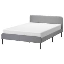 Slattum Cadre De Lit Matelasse Knisa Gris Clair 140x200 Cm Polsterbett Bettgestell Ikea Bett