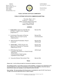 PUBLIC DEFENSE SERVICES COMMISSION MEETING Thursday, May 5, 2011 10:00 a.m. 