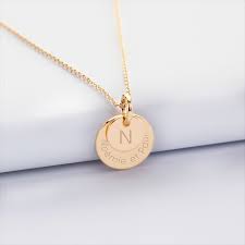 Pendentif Personnalise Plaque Or Grave Double Medailles 10 Mm Et 15 Mm Pendentif Personnalise Pendentif Prenom Collier Grave