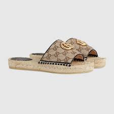 Women S Gg Matelasse Canvas Espadrille Sandal In Original Gg Canvas Black Gucci Us