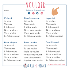 Conjugation Of Verb Vouloir In French French Grammar French Flashcards French Verbs