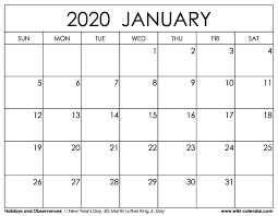 January 2020 Calendar Template Printable Calendar Template Calendar Template Kids Calendar