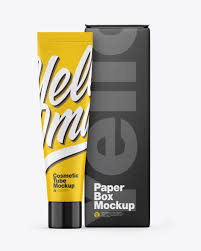 Matte Cosmetic Tube W Box Mockup In Tube Mockups On Yellow Images Object Mockups