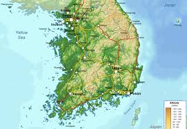 Map Of South Korea Physical Version South Korea International Travel Physics