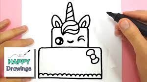 Learn how to draw a sweet, magical unicorn cake step by step easy. How To Draw A Cute Unicorn Cake Easy Happy Drawings Youtube