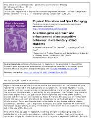 Griffin served on the planning committee for the first teaching games for understanding conference in new hampshire in 2001. Pdf A Tactical Game Approach And Enhancement Of Metacognitive Behaviour In Elementary School Students Nikolaos Digelidis Academia Edu