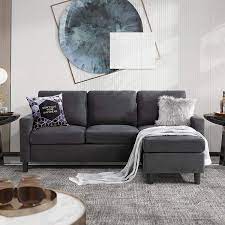 Small sectional sofas & couches for small spaces | overstock.com. Amazon Com Walsunny Convertible Sectional Sofa For Small Space L Shaped Couch With Modern Linen Fabric Grey Kitchen Dining